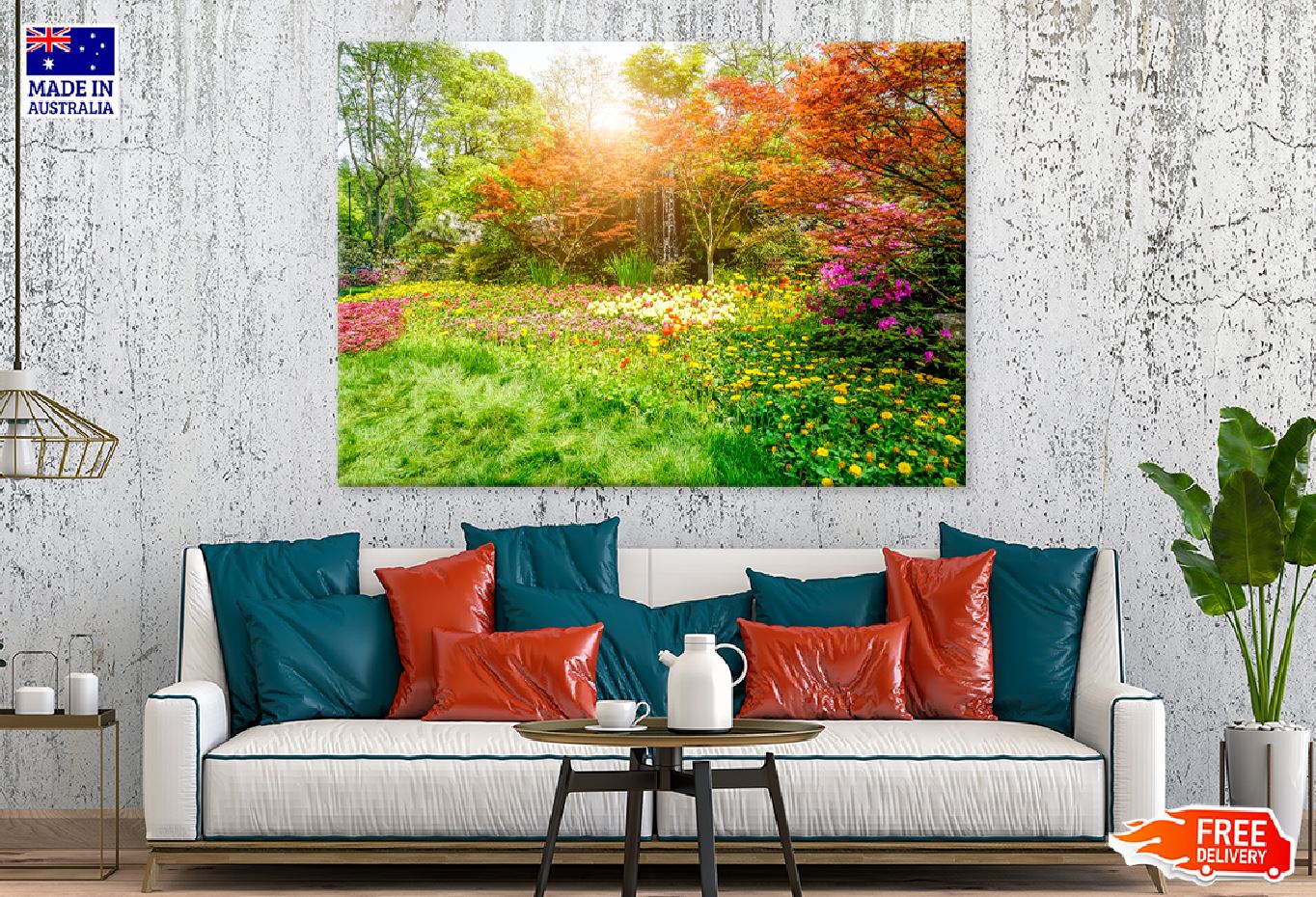 Autumn Flower Garden Sunset View Photograph Print 100% Australian Made
