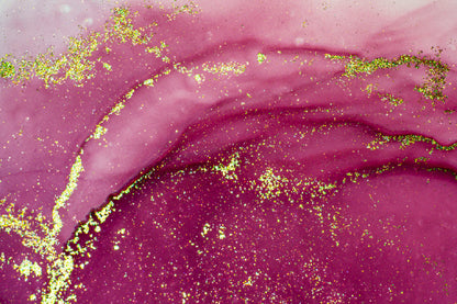 Pink & Gold Splash Fluid Abstract Design Print 100% Australian Made