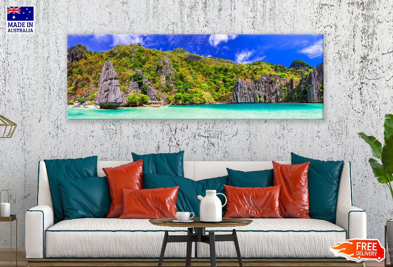 Panoramic Canvas El Nido Palawan Sea View Photograph High Quality 100% Australian Made Wall Canvas Print Ready to Hang