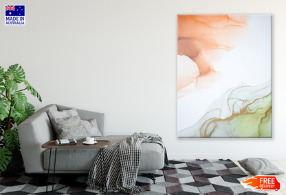 White Green & Orange Abstract Design Print 100% Australian Made