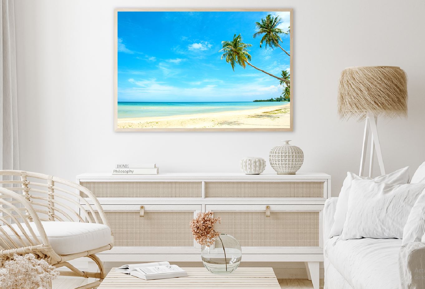 Palm Tree near Sandy Beach View Photograph Home Decor Premium Quality Poster Print Choose Your Sizes