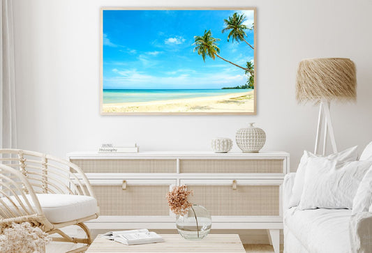 Palm Tree near Sandy Beach View Photograph Home Decor Premium Quality Poster Print Choose Your Sizes