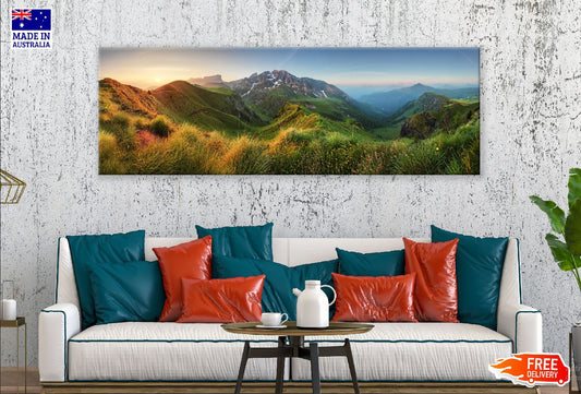 Panoramic Canvas Mountain Hill Sunset Scenery High Quality 100% Australian Made Wall Canvas Print Ready to Hang
