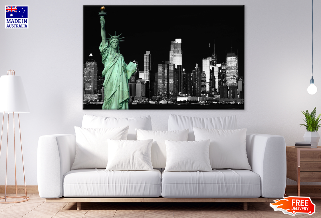 Liberty Island In New York City B&W Photograph Print 100% Australian Made