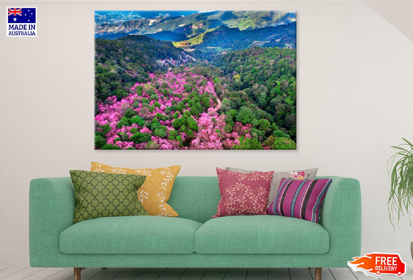 Cherry Blossom Trees Mountains Photograph Print 100% Australian Made