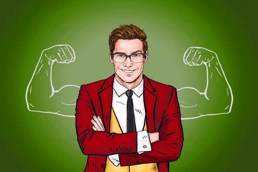 Business Man & Body Builder Line Art Illustration Print 100% Australian Made