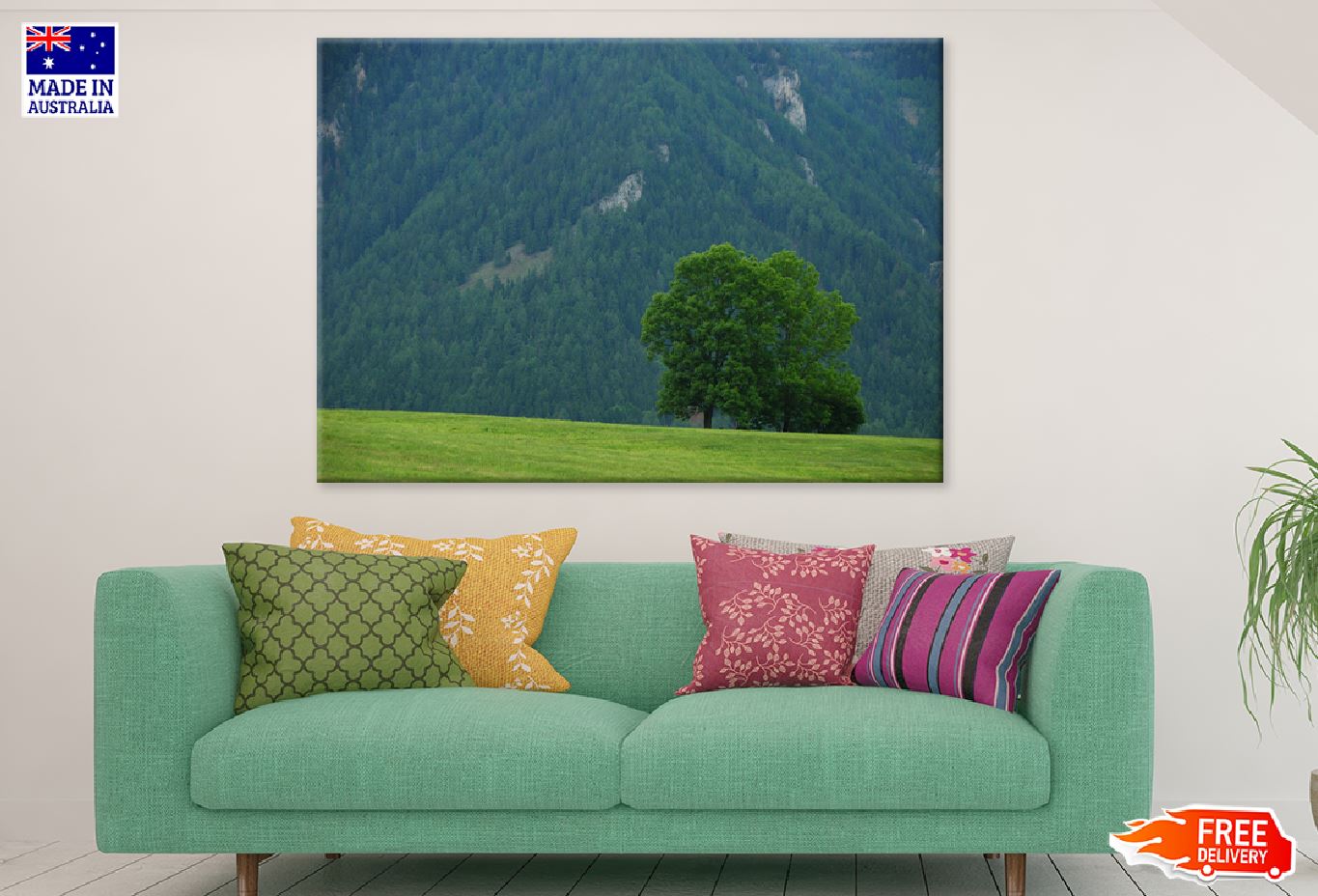 Alone Green Tree on High Mountain Photograph Print 100% Australian Made