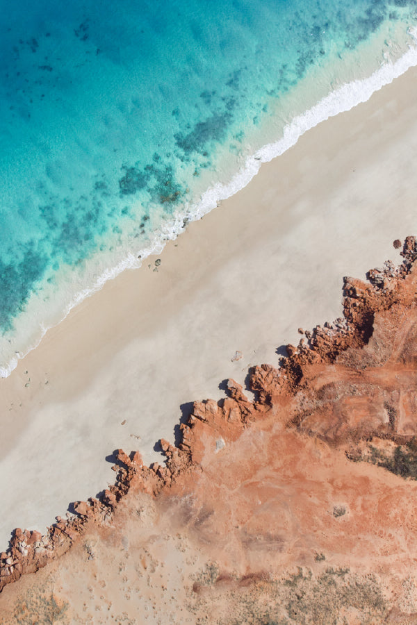 Sand Beach & Red Cliffs Aerial View Photograph Print 100% Australian Made