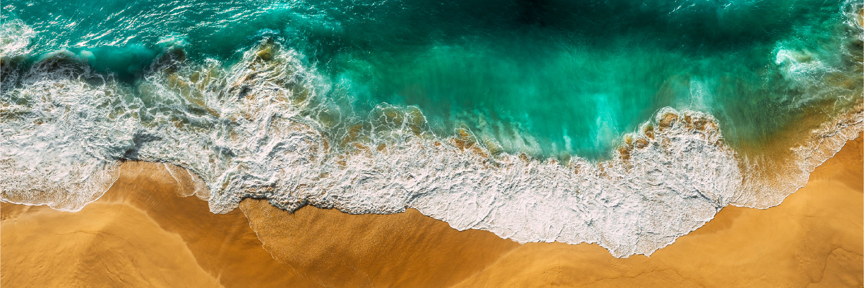 Panoramic Canvas Green Sea Waves View Photographin High Quality 100% Australian Made Wall Canvas Print Ready to Hang