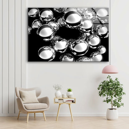 Silver Balls 3D Design Acrylic Glass Print Tempered Glass Wall Art 100% Made in Australia Ready to Hang