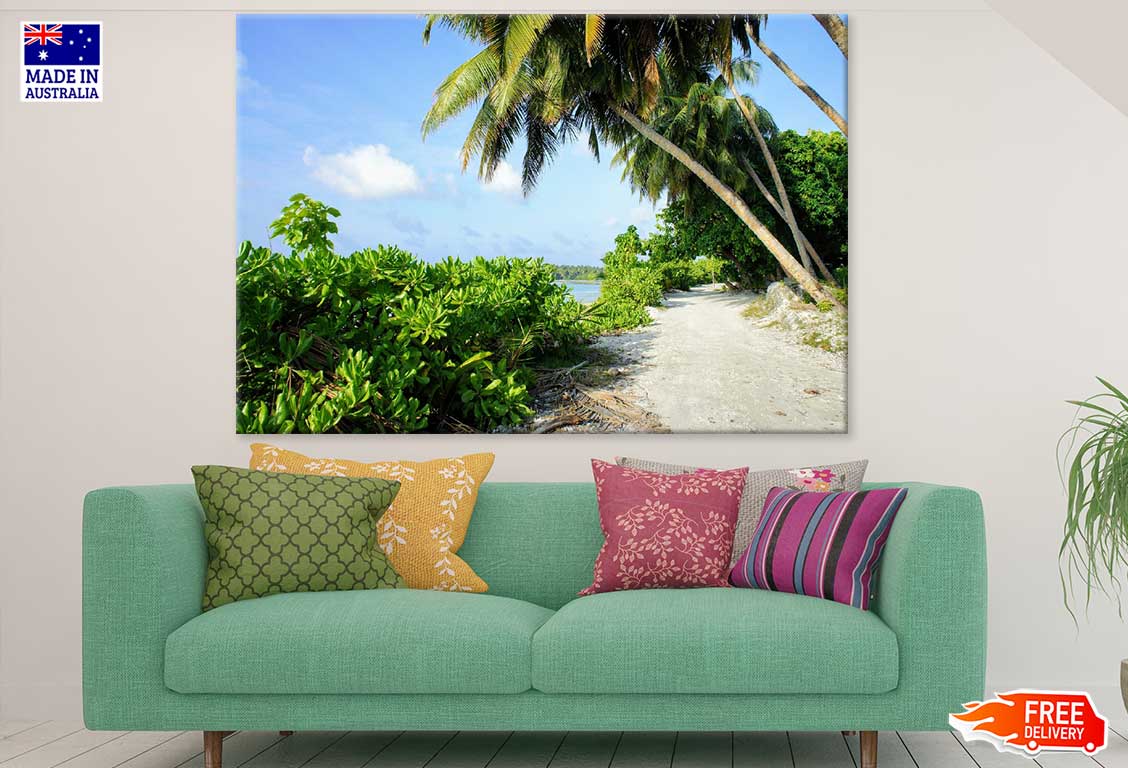 Bushes & Palm Trees Near Sea Photograph Print 100% Australian Made