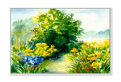 Watercolor Flower Garden Landscape Oil Painting Wall Art Limited Edition High Quality Print Canvas Box Framed White