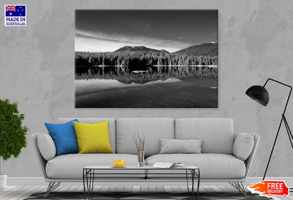 Trees View on Lake B&W View Photograph Print 100% Australian Made