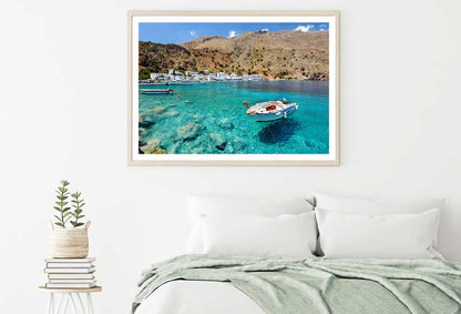 Motorboat on Crete Island View Photograph Home Decor Premium Quality Poster Print Choose Your Sizes