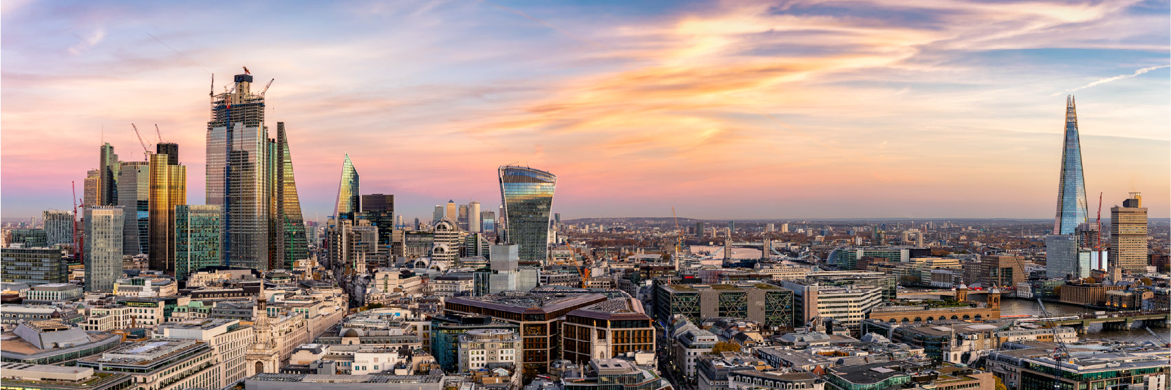 Panoramic Canvas Modern Skyline View Photograph UK High Quality 100% Australian Made Wall Canvas Print Ready to Hang