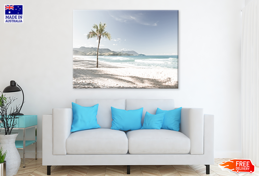 Plam Tree On Sea Shore & Sea View Print 100% Australian Made