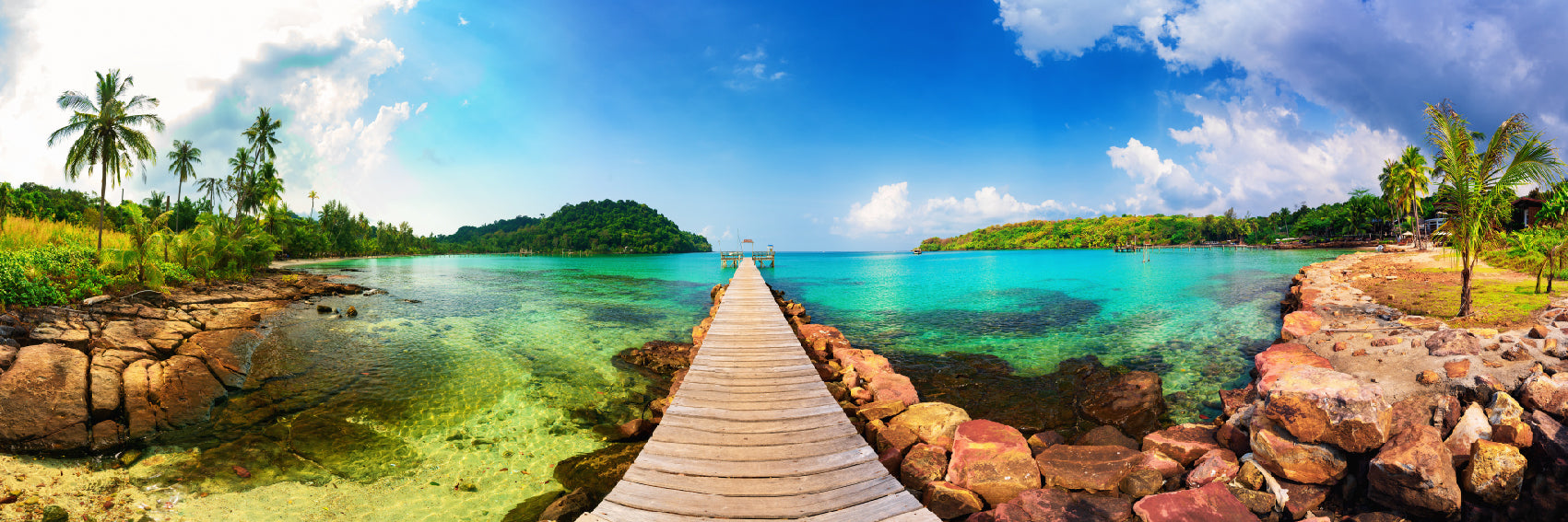 Panoramic Canvas Wooden Pier & Sea High Quality 100% Australian Made Wall Canvas Print Ready to Hang