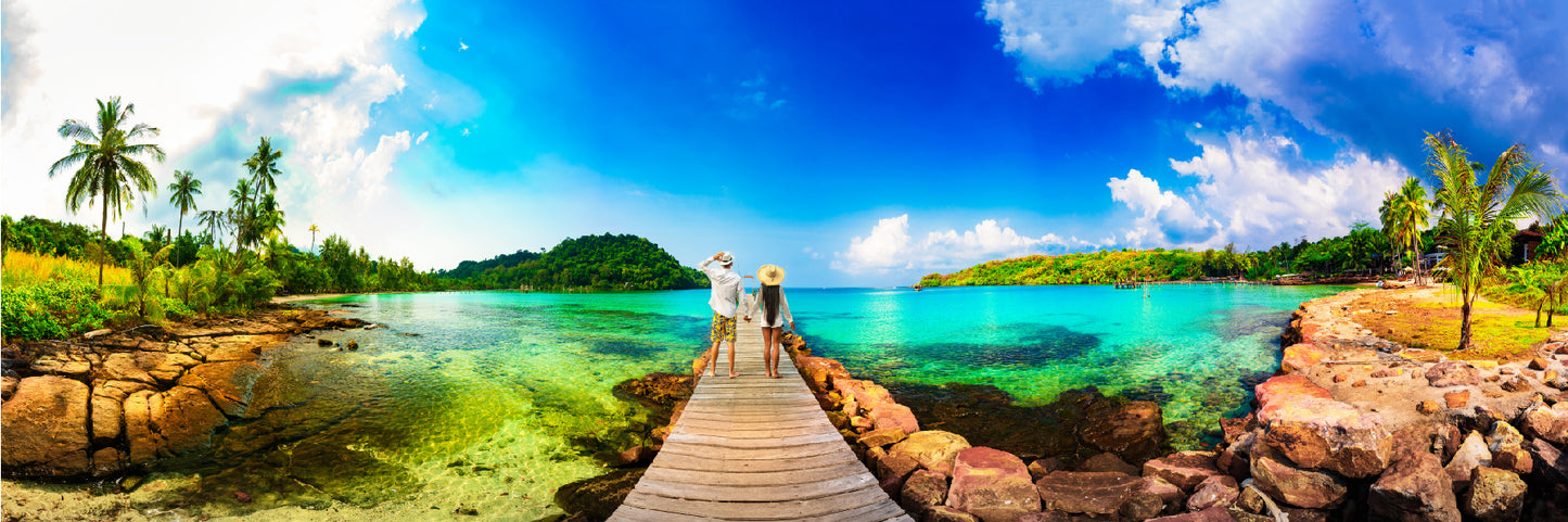 Panoramic Canvas Wooden Pier & Sea High Quality 100% Australian Made Wall Canvas Print Ready to Hang