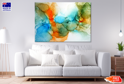 Blue Green Orange & White Abstract Design Print 100% Australian Made