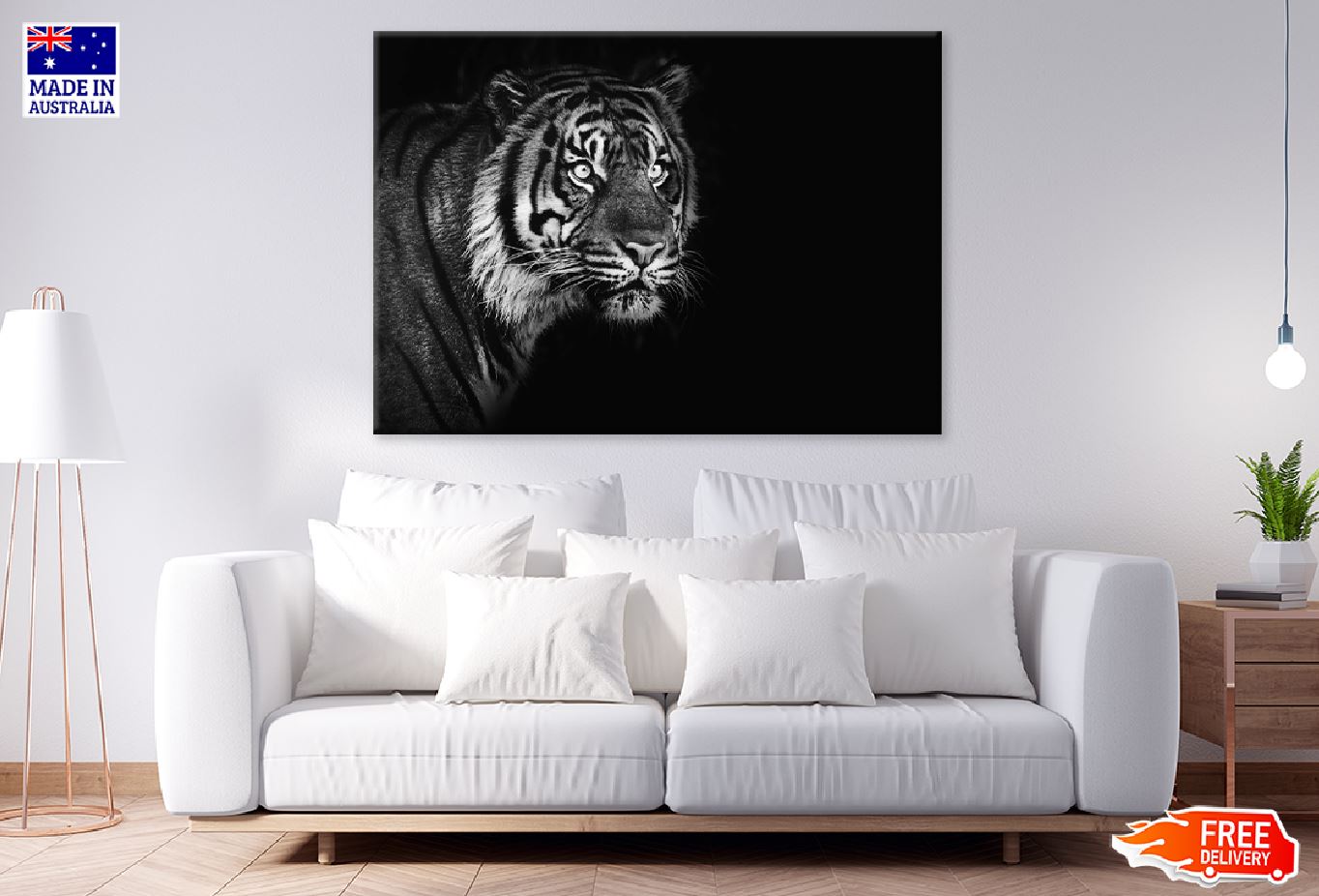 Sumatran Tiger Closeup B&W View Photograph Print 100% Australian Made