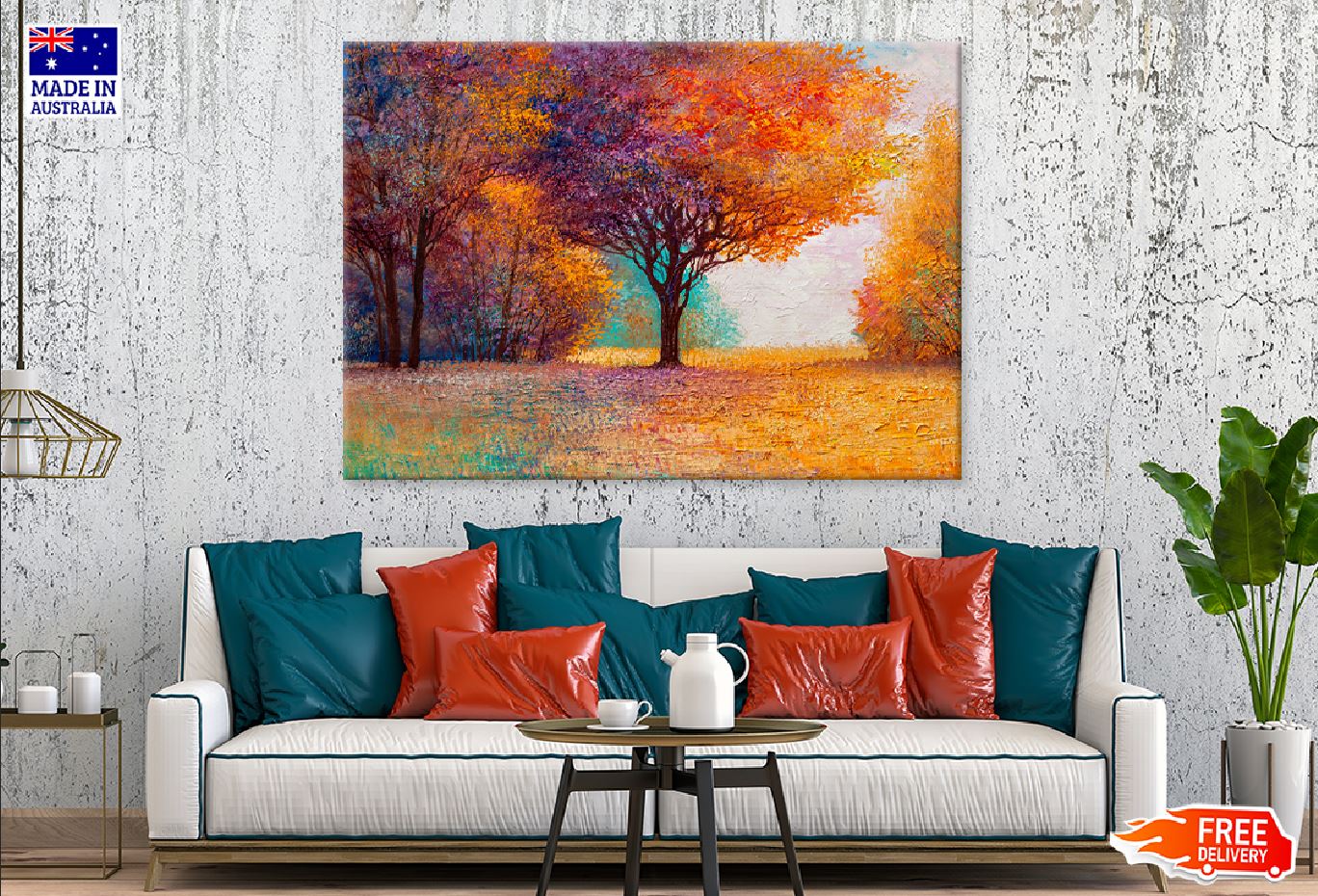 Autumn Trees Garden Oil Painting Print 100% Australian Made