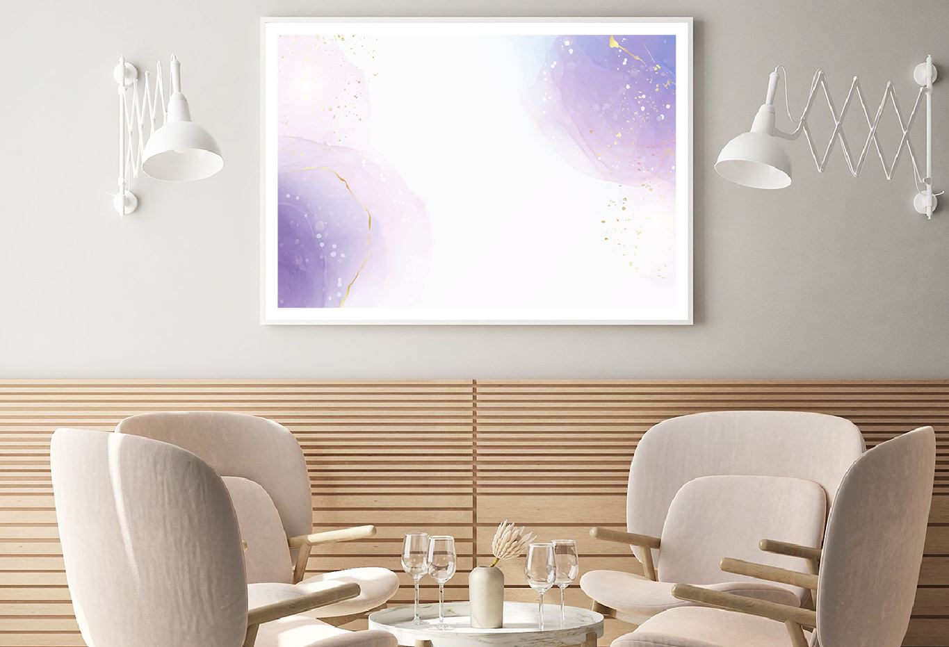 White Purple & Gold Abstract Design Home Decor Premium Quality Poster Print Choose Your Sizes