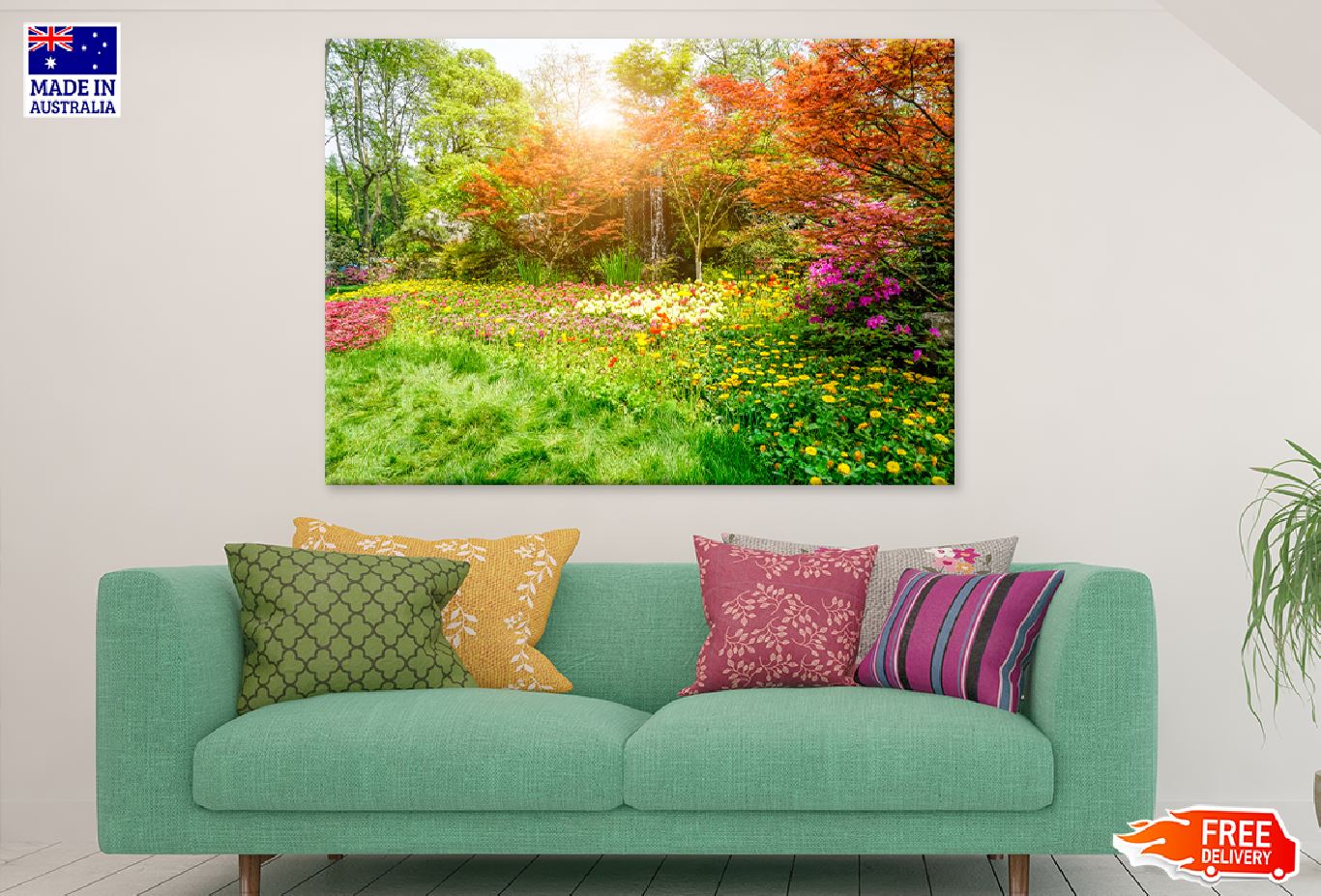 Autumn Flower Garden Sunset View Photograph Print 100% Australian Made