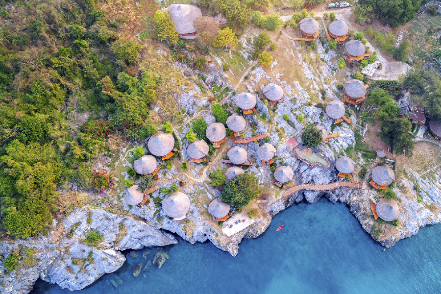 Beach Huts & Sea Aerial View Photograph Print 100% Australian Made