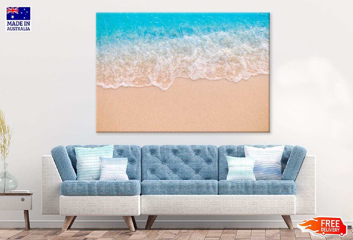 Soft Blue Waves Sea Aerial View Photograph Print 100% Australian Made