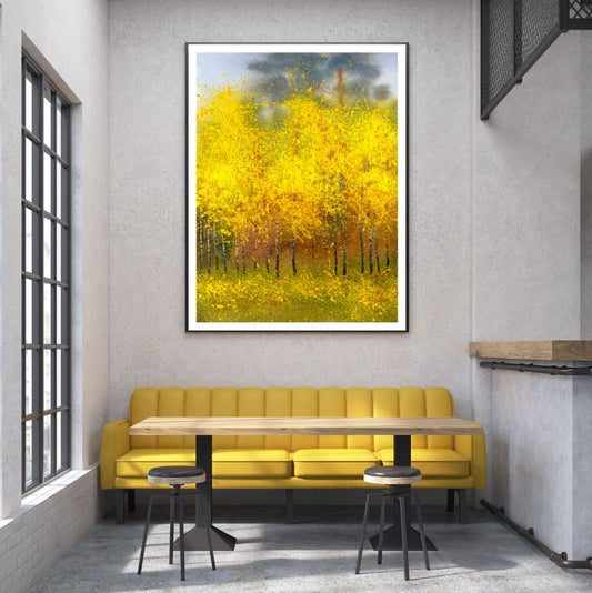 Yellow Trees Watercolor Painting Home Decor Premium Quality Poster Print Choose Your Sizes