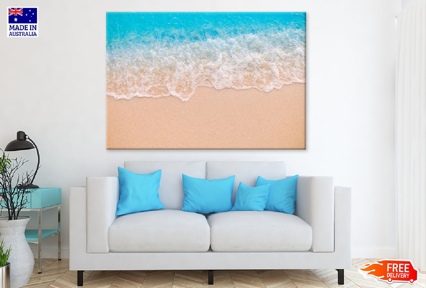 Soft Blue Waves Sea Aerial View Photograph Print 100% Australian Made