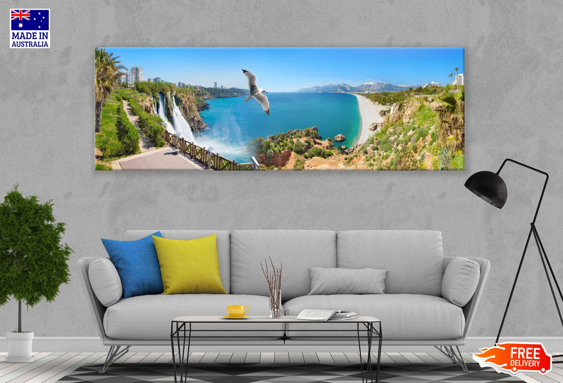 Panoramic Canvas Duden Waterfall City View Photograph High Quality 100% Australian Made Wall Canvas Print Ready to Hang
