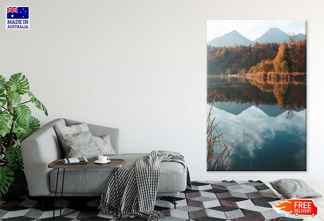 Mountain Lake Autumn Reflection Scenery View Print 100% Australian Made
