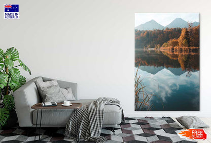 Mountain Lake Autumn Reflection Scenery View Print 100% Australian Made
