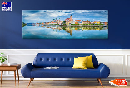 Panoramic Canvas Passau City & River View Photograph High Quality 100% Australian Made Wall Canvas Print Ready to Hang