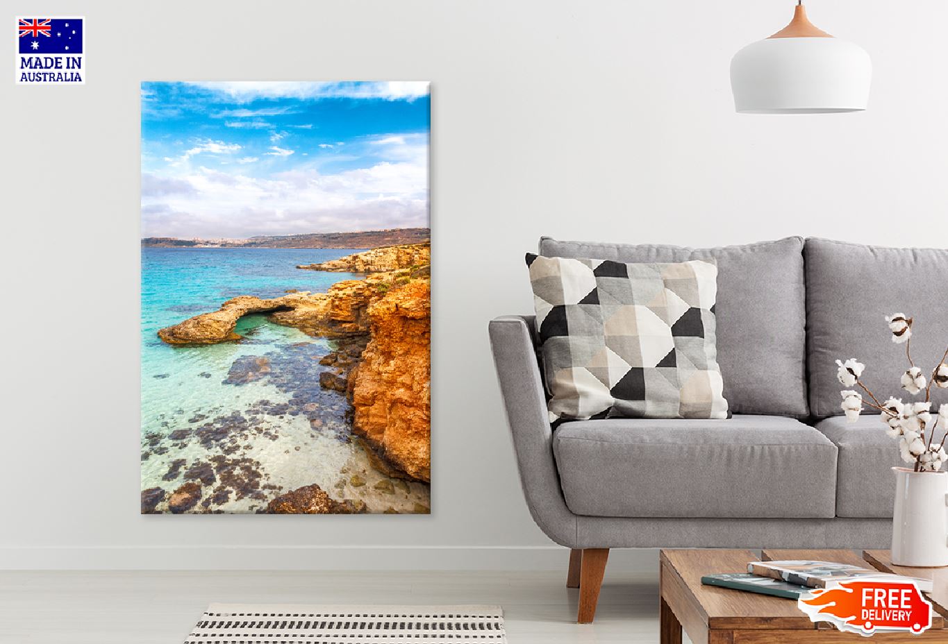 Rocky Coast Comino Island View Photograph Print 100% Australian Made