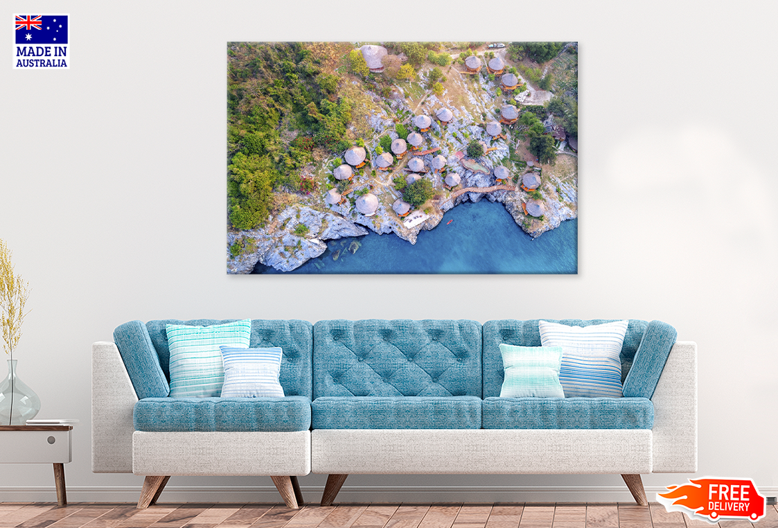Beach Huts & Sea Aerial View Photograph Print 100% Australian Made