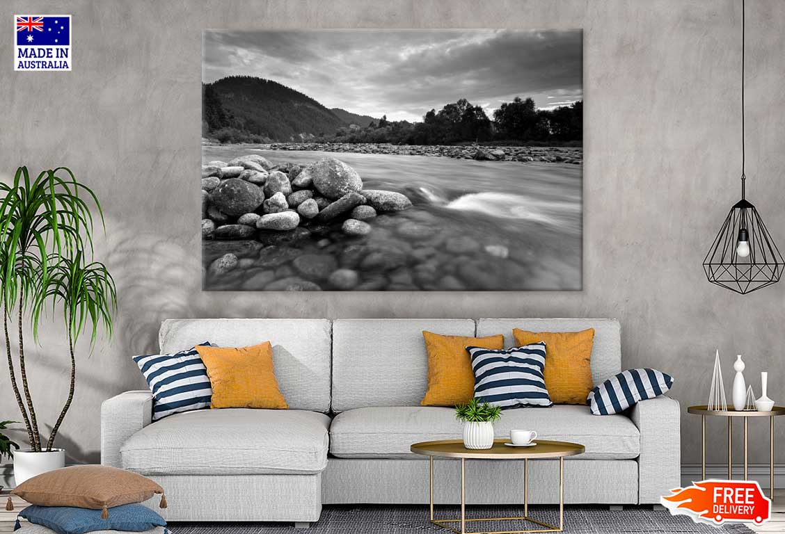 Mountain River Dunajec B&W Photograph Print 100% Australian Made