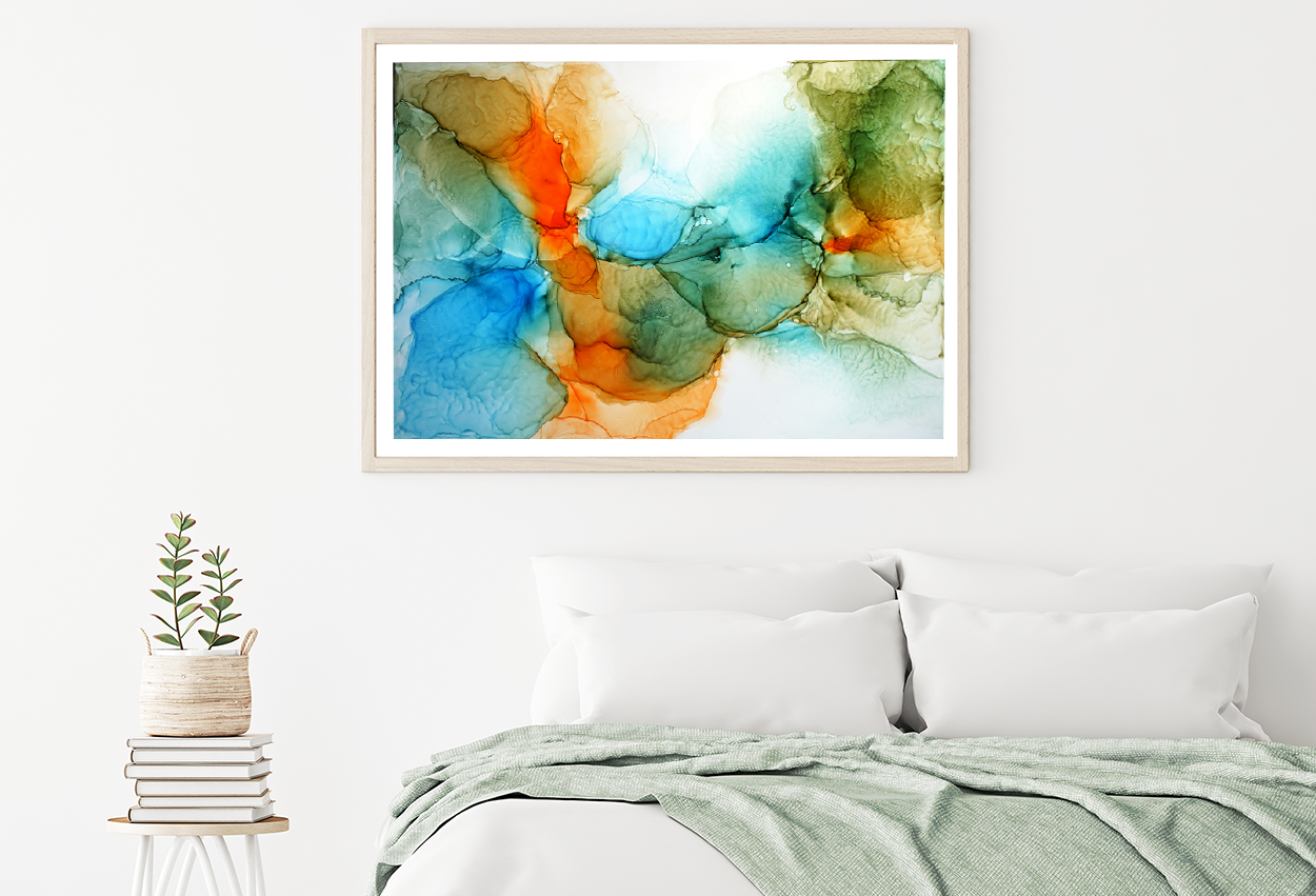 Blue Green Orange & White Abstract Design Home Decor Premium Quality Poster Print Choose Your Sizes