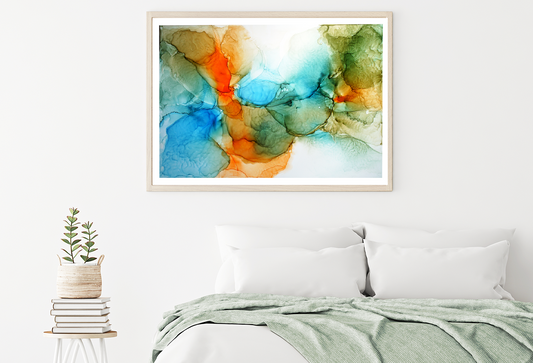 Blue Green Orange & White Abstract Design Home Decor Premium Quality Poster Print Choose Your Sizes