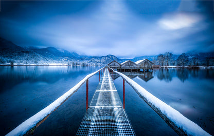 Pier Over Frozen Lake Photograph Home Decor Premium Quality Poster Print Choose Your Sizes