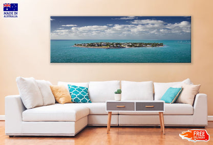 Panoramic Canvas Caribbean Island View Photograph High Quality 100% Australian Made Wall Canvas Print Ready to Hang