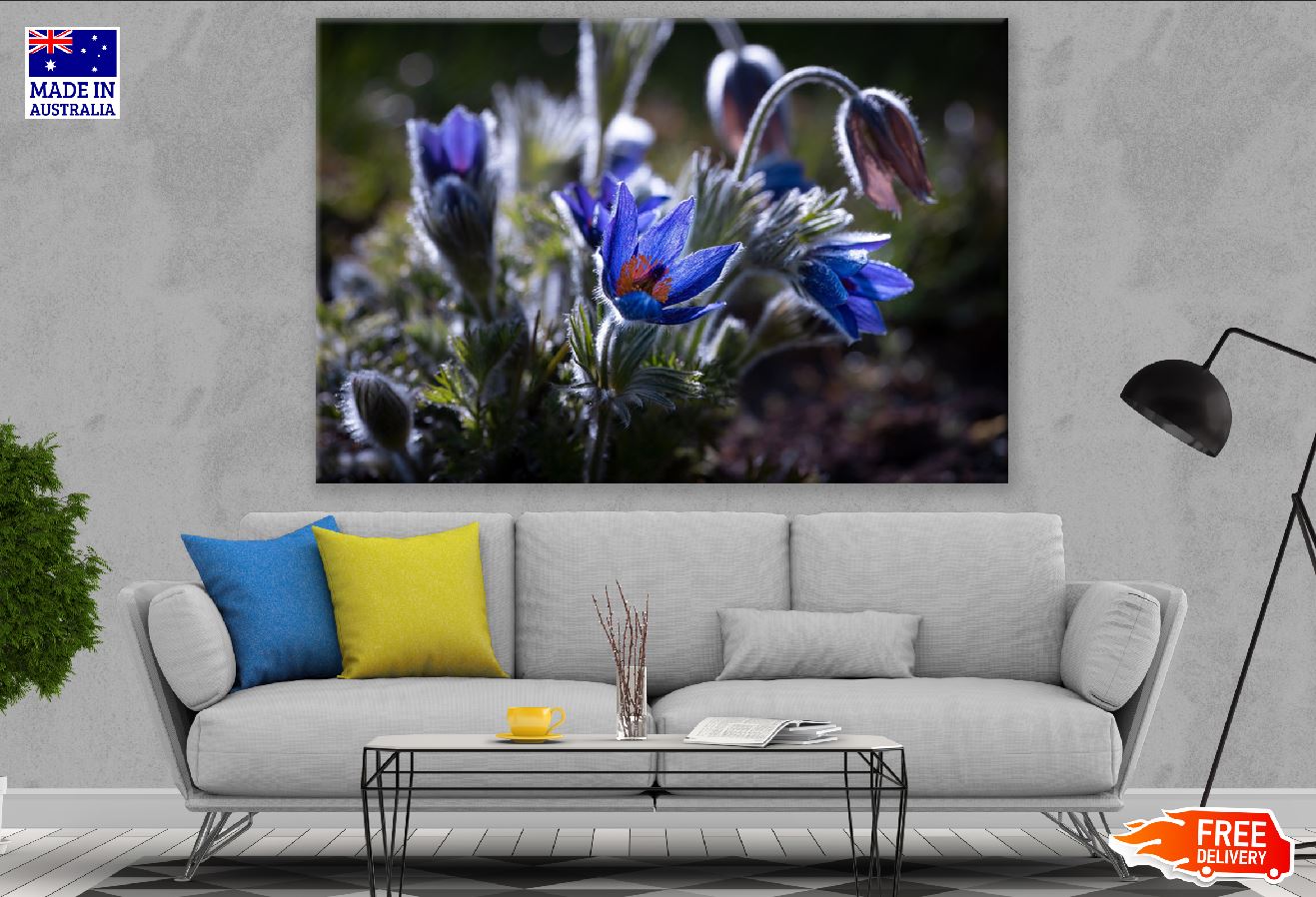 Blue Anemone Flower Plant Closeup Photograph Print 100% Australian Made