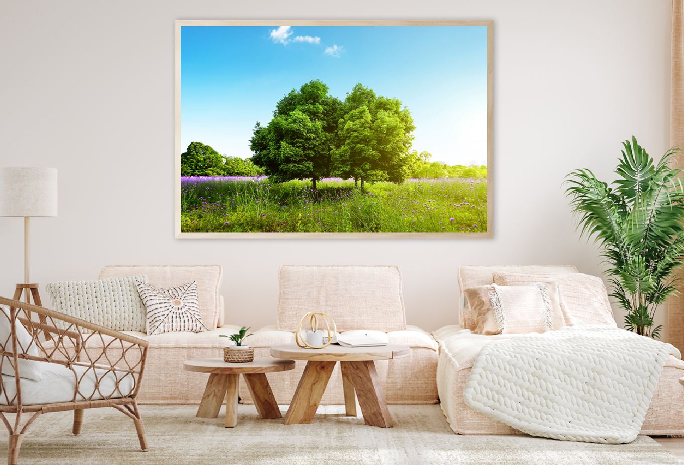 Trees on Grass Field & Blue Sky Photograph Home Decor Premium Quality Poster Print Choose Your Sizes