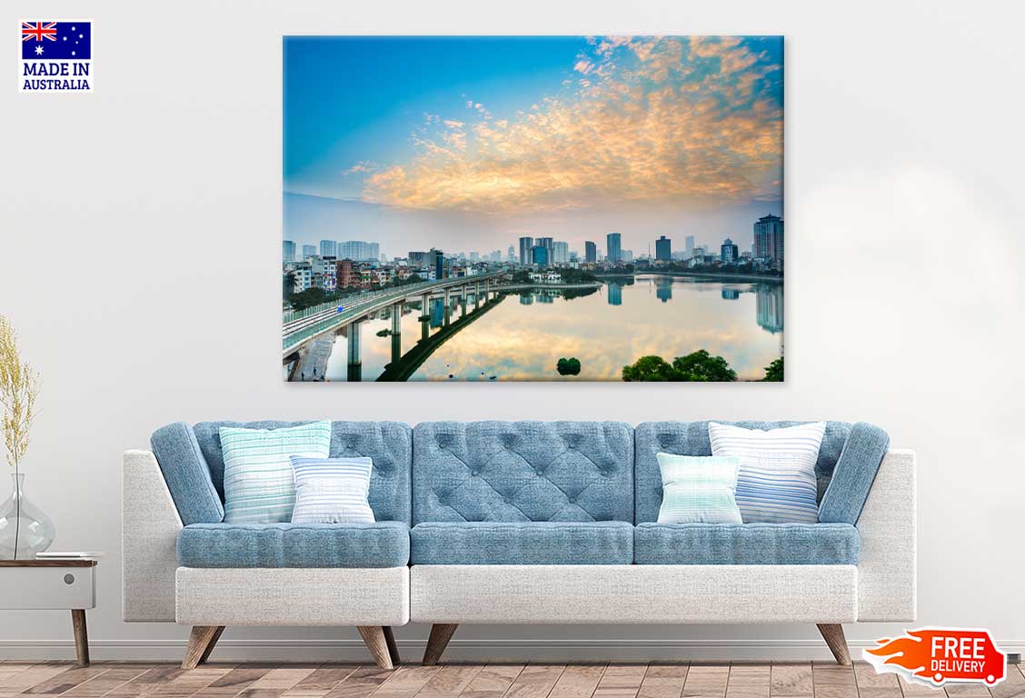 Hoang Cau Lake Hanoi Cityscape View Print 100% Australian Made