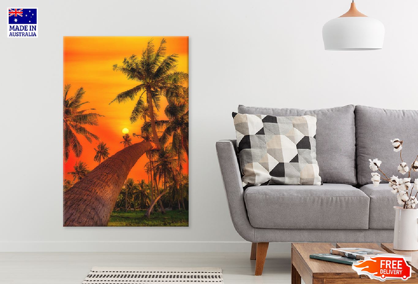 Coconut Palm Trees Sunset View Photograph Print 100% Australian Made