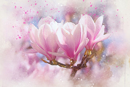 Pink Magnolia Flower Abstract Design Print 100% Australian Made