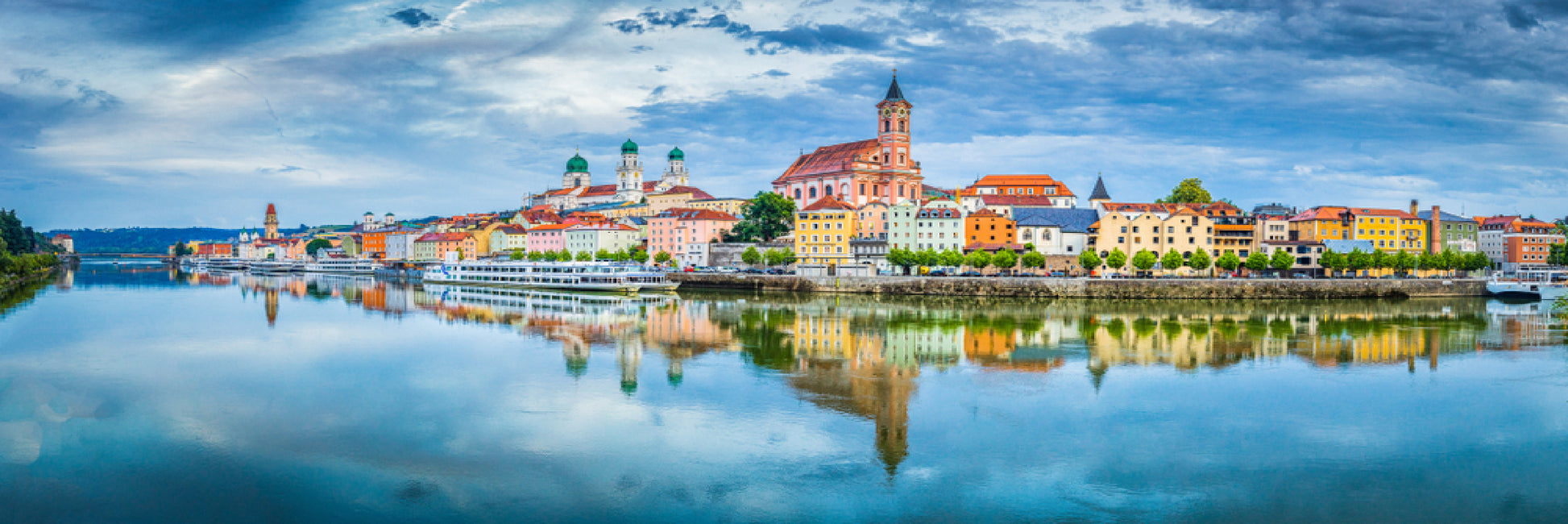 Panoramic Canvas Passau City & River View Photograph High Quality 100% Australian Made Wall Canvas Print Ready to Hang
