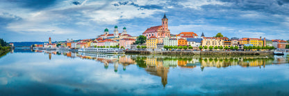 Panoramic Canvas Passau City & River View Photograph High Quality 100% Australian Made Wall Canvas Print Ready to Hang