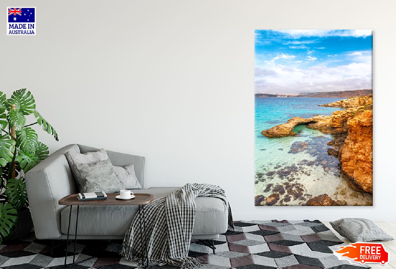 Rocky Coast Comino Island View Photograph Print 100% Australian Made